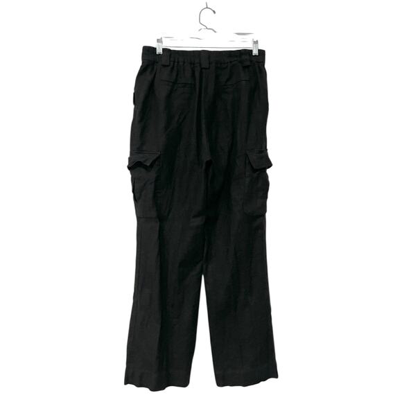 House of Harlow 1960 Pants Black Cargo Linen Blend Women's 6 Straight Leg - Picture 4 of 7